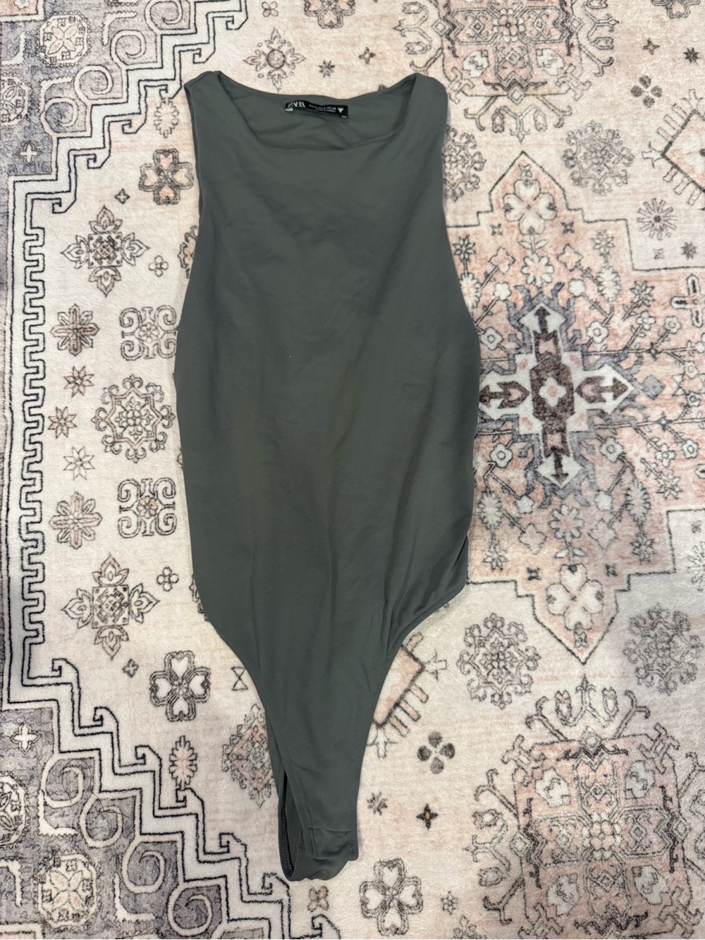 Zara Olive Green Kids Sleeveless One-Piece Bodysuit
